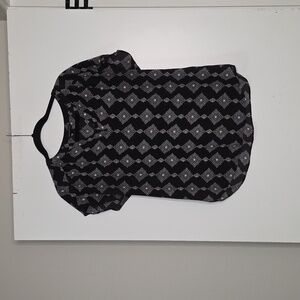 Banana Republic Black and Gray Geometric Blouse